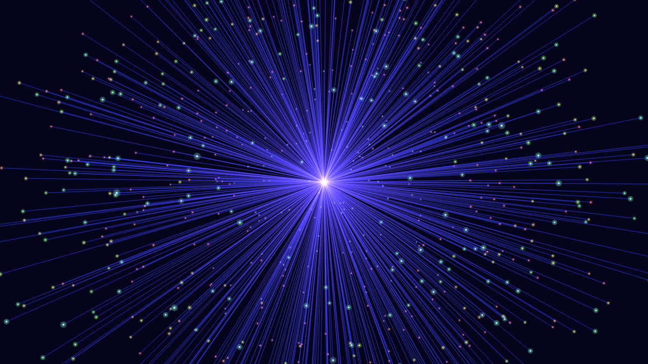 Bright blue starburst explosion dazzling light bursting in all directions