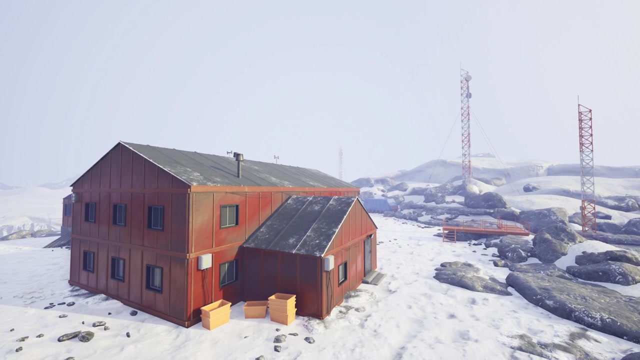 Glacial summit equipped with research and communication units