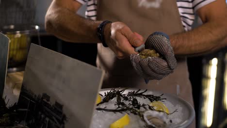 oysters opened by the chef