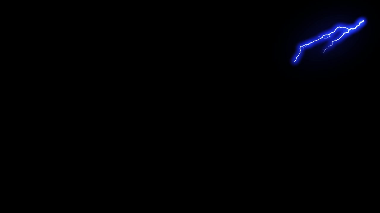 Fulmini blu che lampeggiano su uno sfondo nero