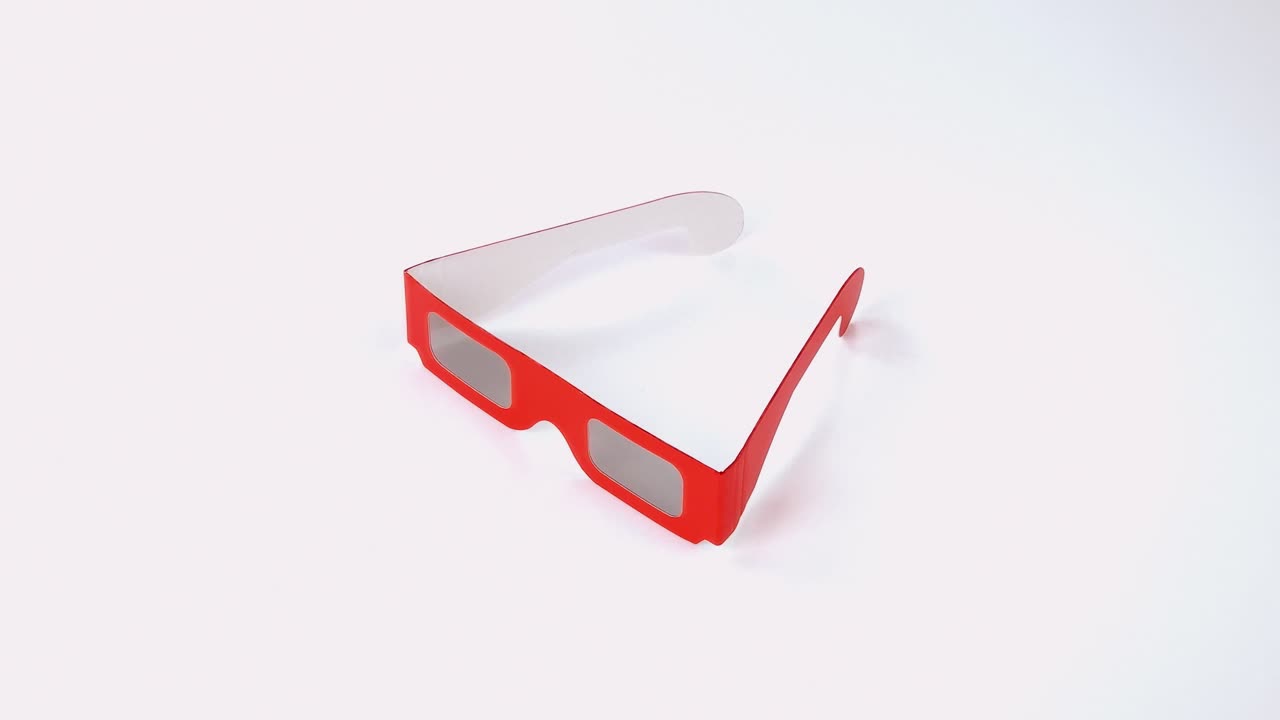 gafas 3d rojas sobre fondo blanco 4k