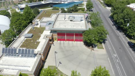 Cinematic-Establishing-Shot-of-Chicago-Firehouse-on-Summer-Afternoon