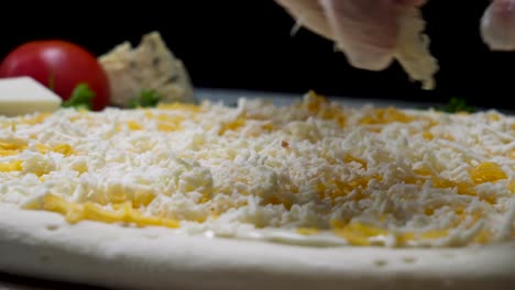haciendo una pizza con coberturas de queso