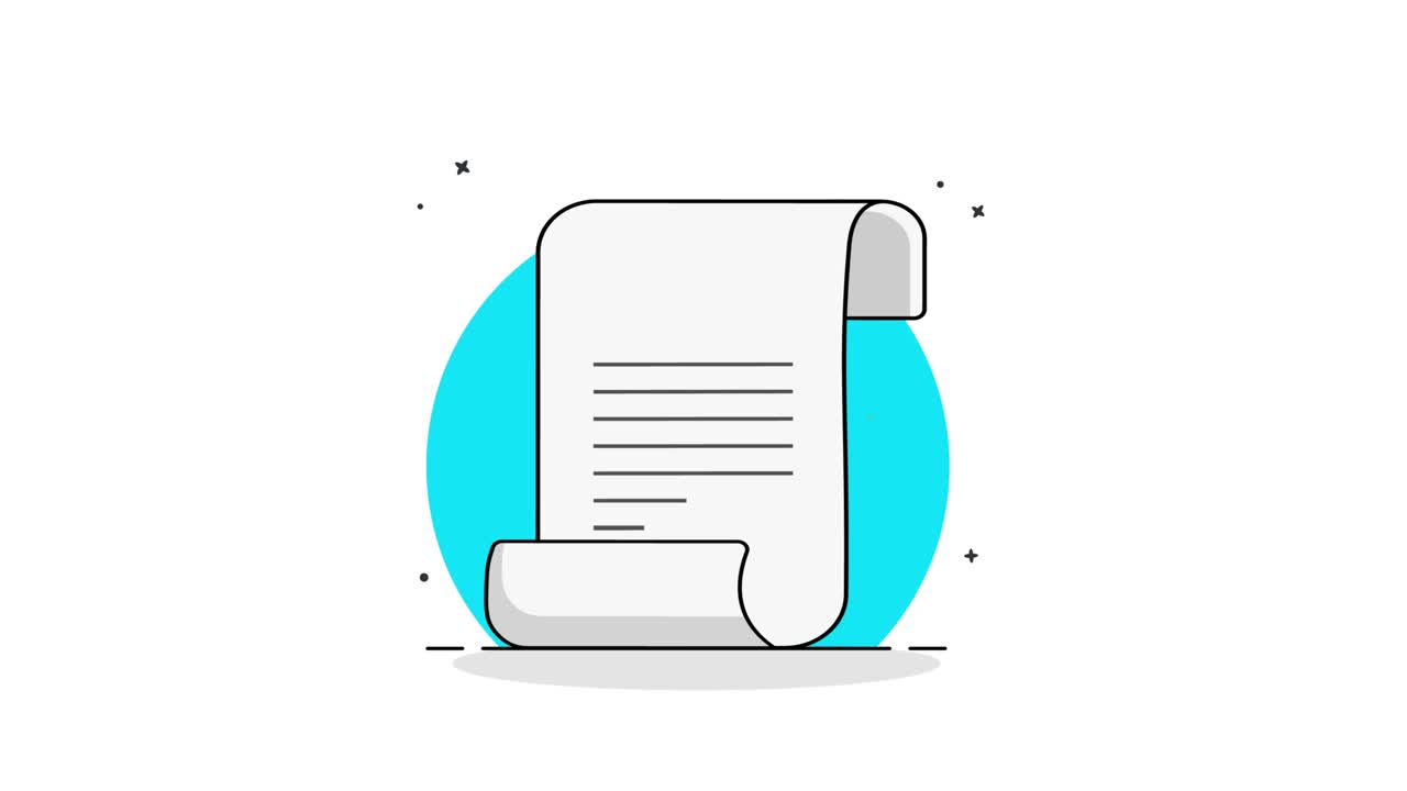 Animated Document with Feather Quill Writing