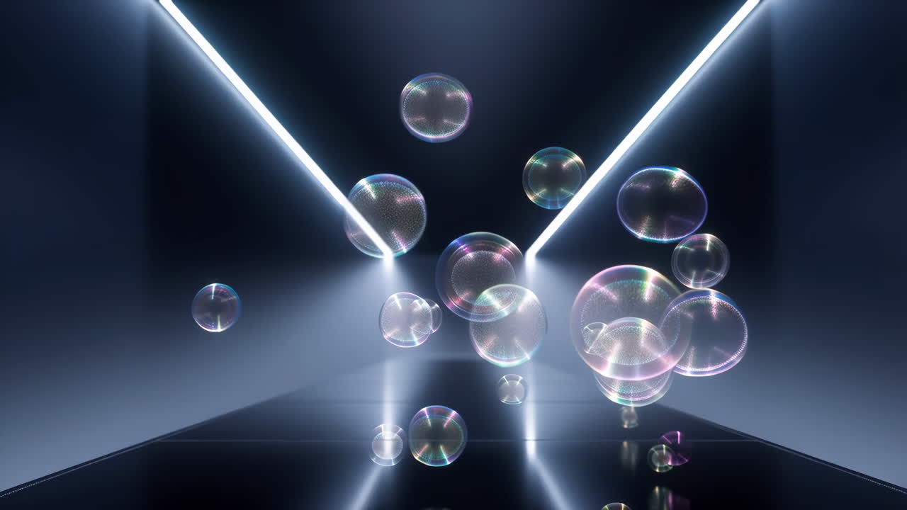 Futuristic Bubbles in a Neon Lit Room