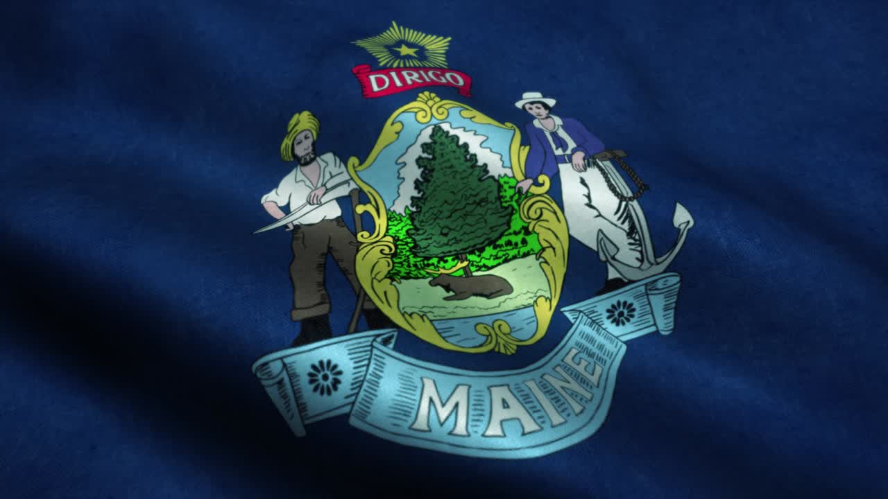 바람에 흔들리는 메인 주 발, 메인 주의 국기, 메인 주 의 표지, 무결 루프 애니메이션