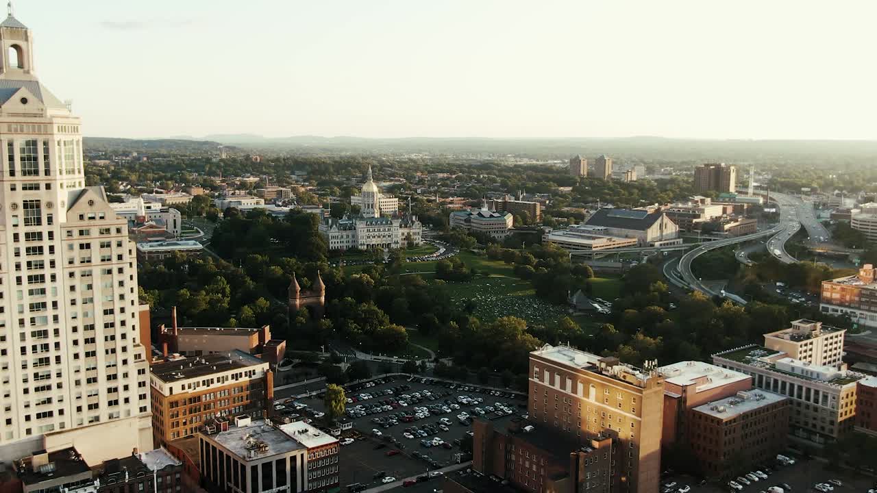 Aerial View of Albany, New York at Sunset