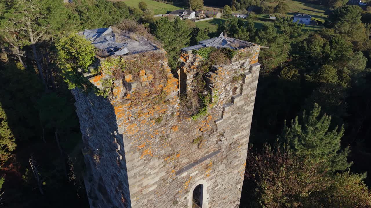 Caldaloba Castle Ruins In Lugo, Spain - Drone Shot