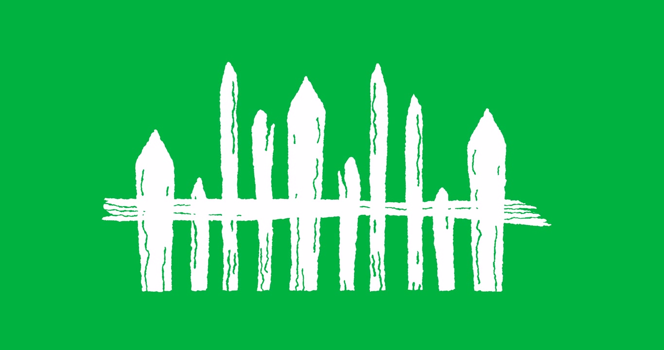 Animation of white fence appearing on black background