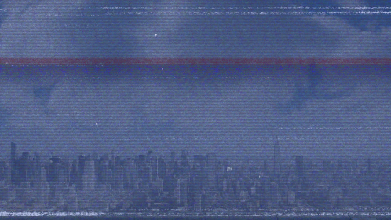Animation of interference over cityscape and clouds