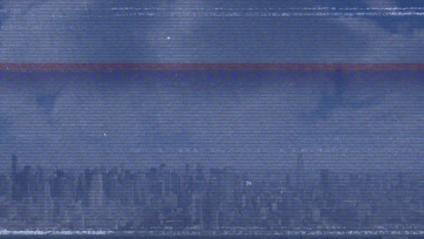 animation of interference over cityscape and clouds