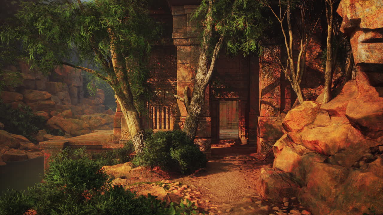 un antiguo templo escondido en la exuberante jungla.