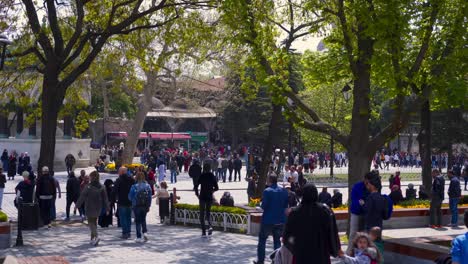 tourists visiting sultan ahmed mosque in istanbul