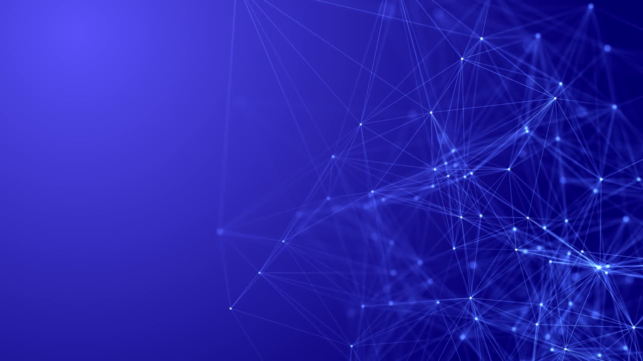 Abstract digital Network connection moving dots and lines. Technology background.