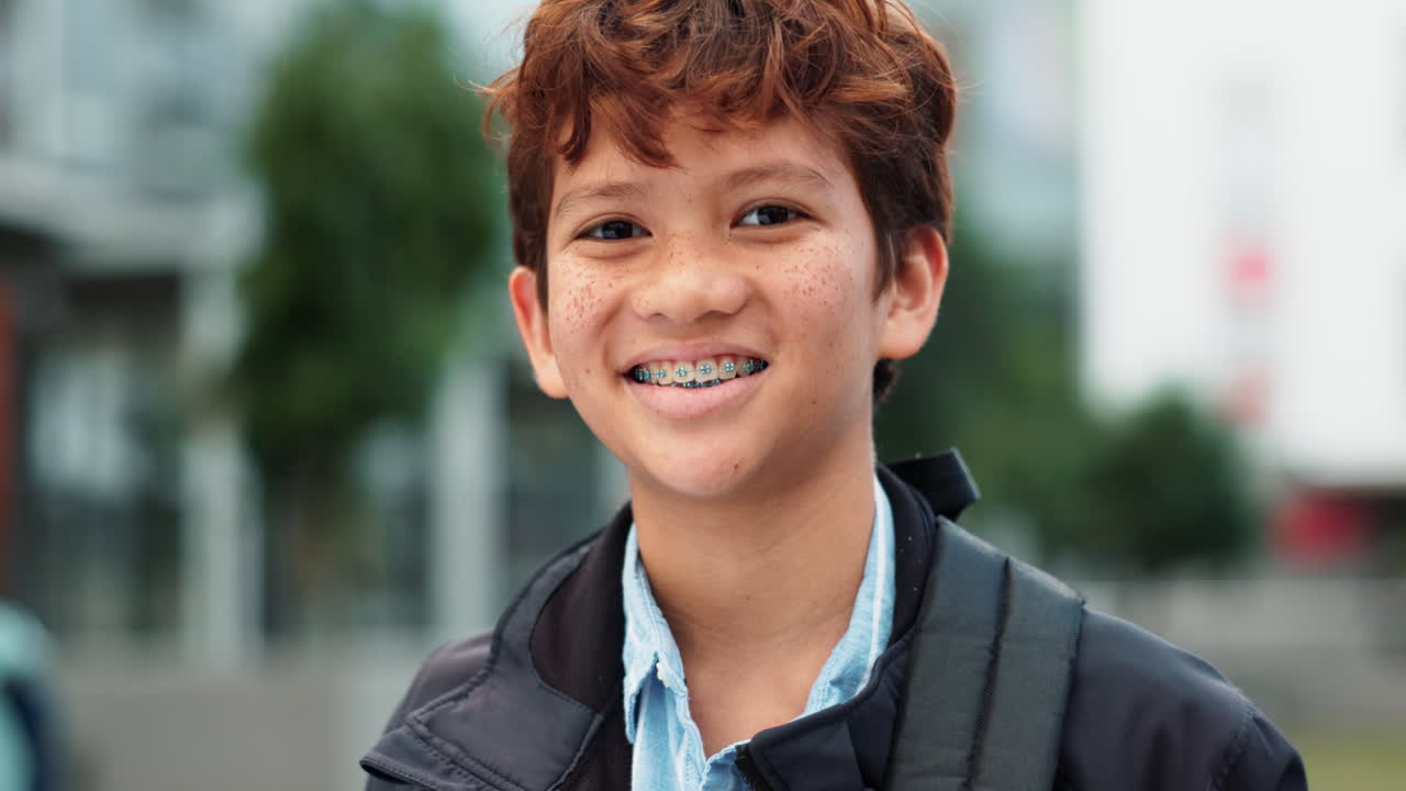Portrait of smiling boy with braces