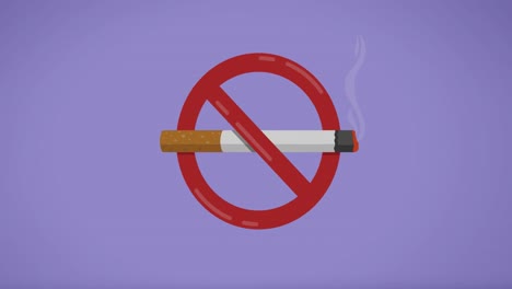 animation of no smoking symbol over pale purple background