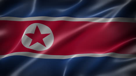 north-korea cg flag, perspective view, realistic with a cinematic look and feel, and a silky texture, elegant, flapping in the wind, loop-able