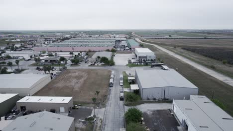 cloudy day at mcallen produce terminal market and different warehouse near by at south mcallen clouse by hidalgo international bridge
