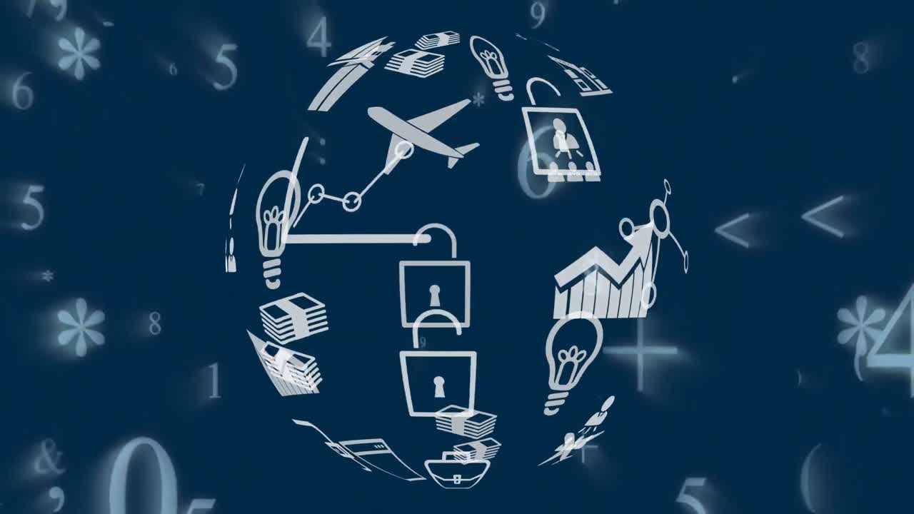 응용 프로그램 아이콘과 기호를 가진 숫자