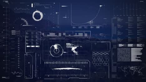 animation of statistics and data processing over landscape