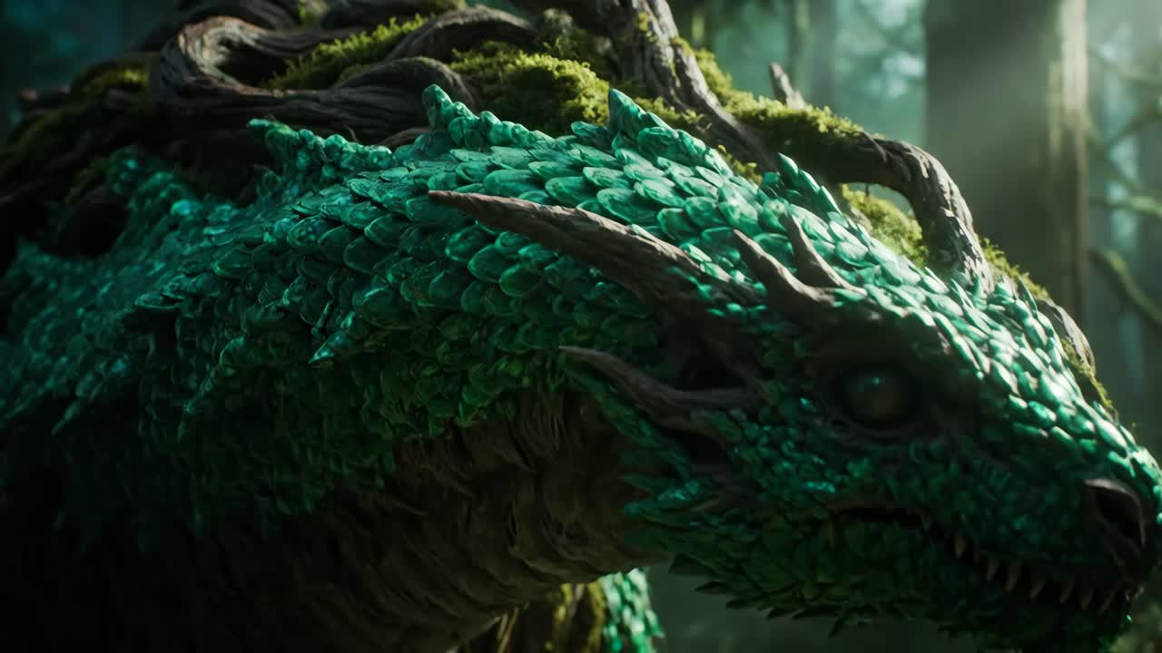 Moss Covered Dragon in a Forest