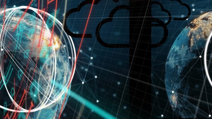 Animation of globe over data processing