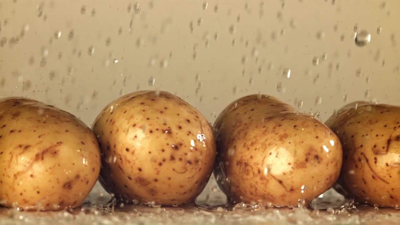 Patate fresche che vengono lavate sotto acqua corrente