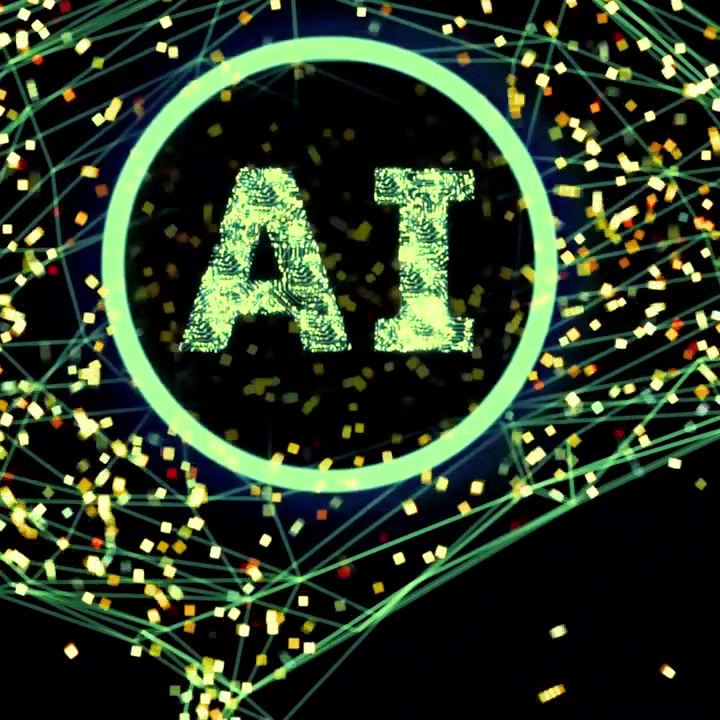 Caricamento di testo di Intelligenza Artificiale AI in una rete digitale