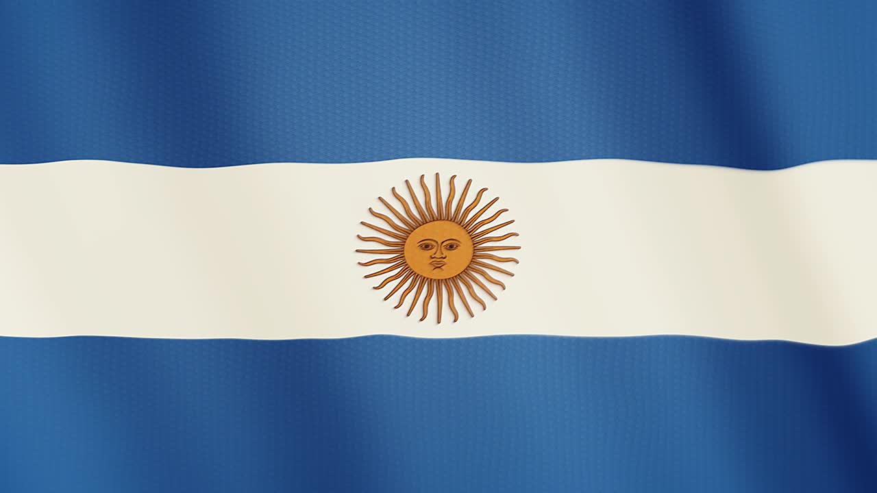 Argentina flag waving animation. Full Screen. Symbol of the country