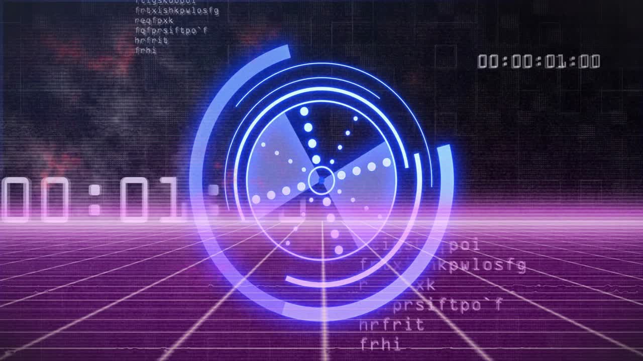 Initiating HUD showing rotating rings above grid while scanning effects visualizing data processing