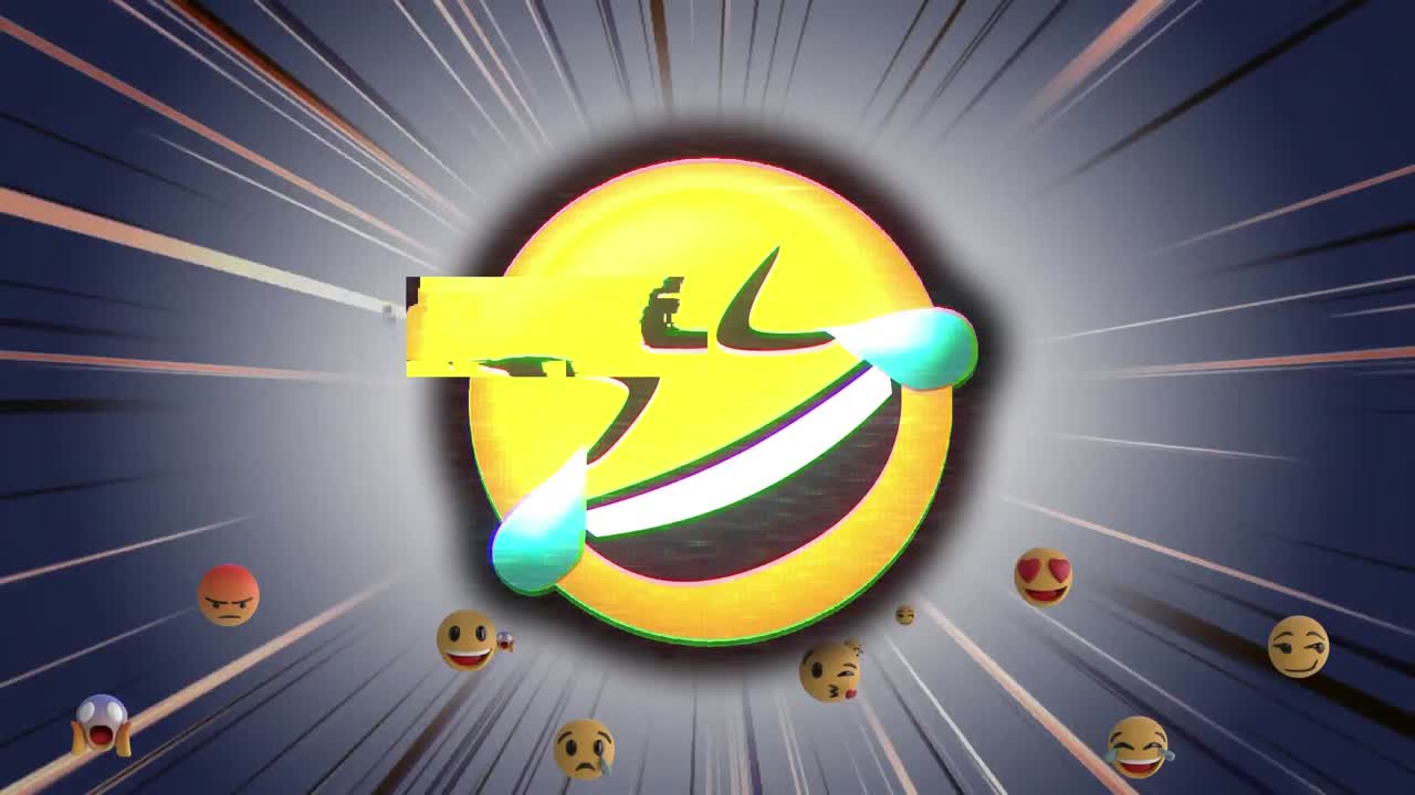 Icona di faccina che ride su emoji di faccine in movimento