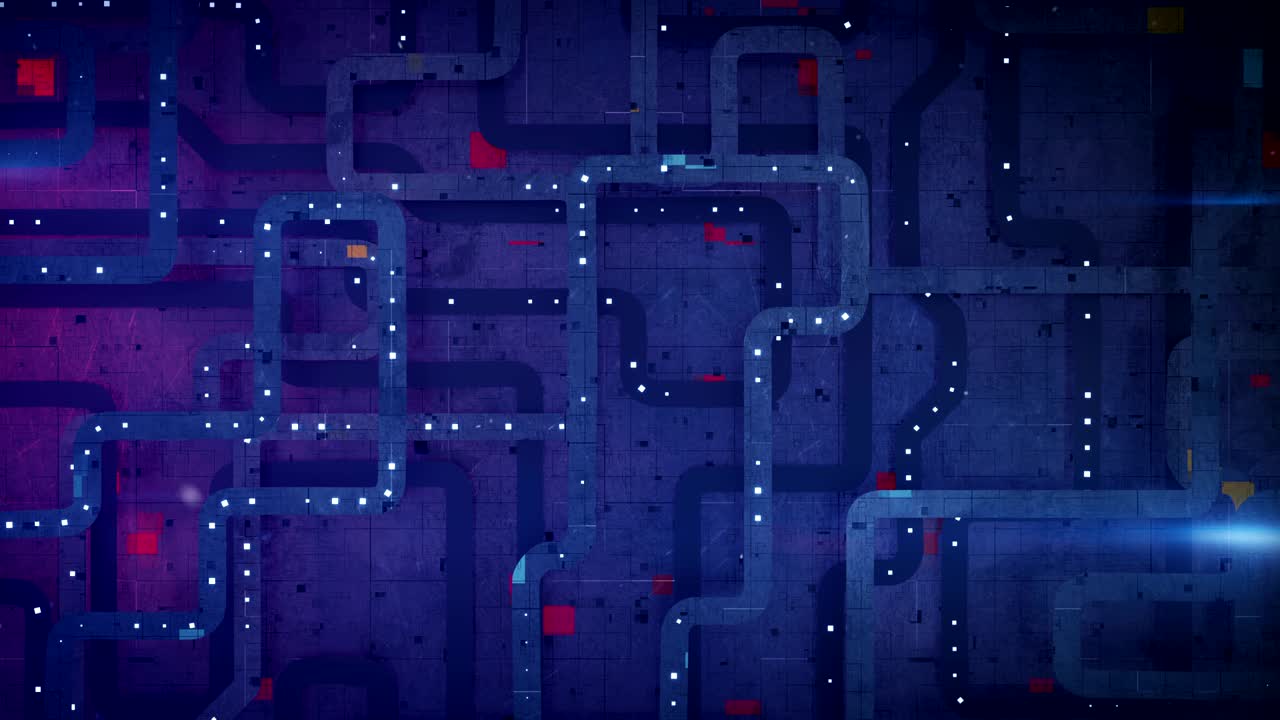 placa de microchip azul bucle sin costuras animación de renderizado en 3d