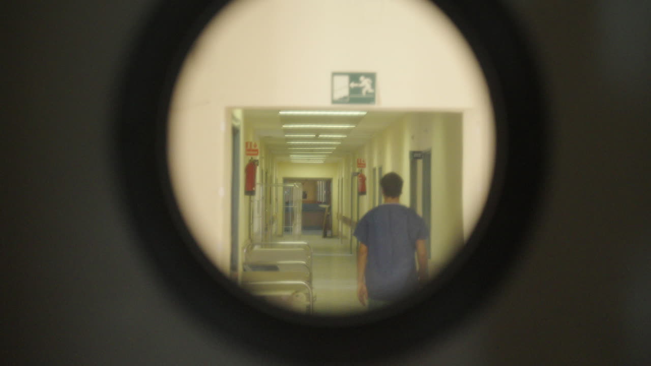 Hospital Corridor View Through a Hole