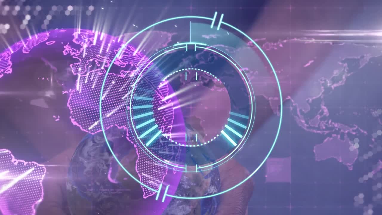 animación del escaneo del alcance sobre el globo girando en el fondo