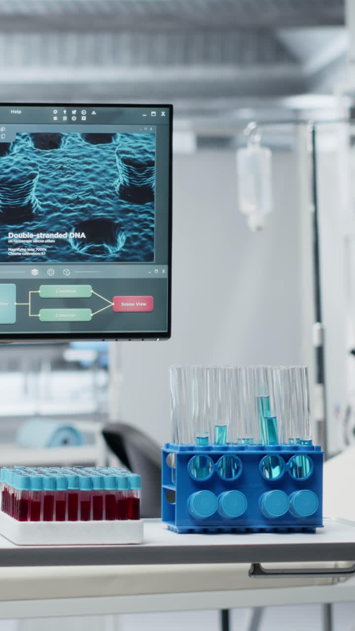 Vertical Video Empty pharmacology laboratory equipped for analysis and dosage testing