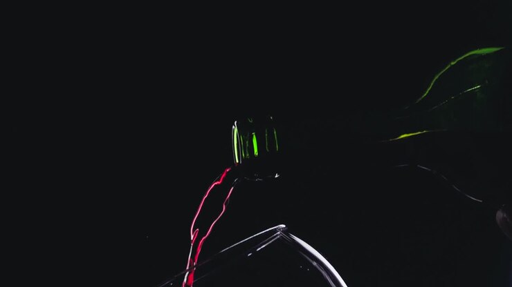 Vino rosso in bicchiere di vino su sfondo nero