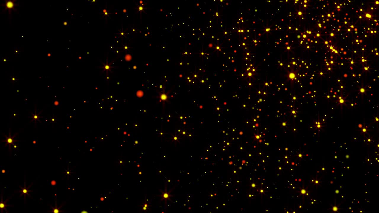 lluvia de oro abstracta con partículas brillantes con llamaradas están en el espacio, fondo brillante moderno, renderización 3d