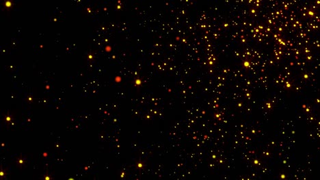 lluvia de oro abstracta con partículas brillantes con llamaradas están en el espacio, fondo brillante moderno, renderización 3d