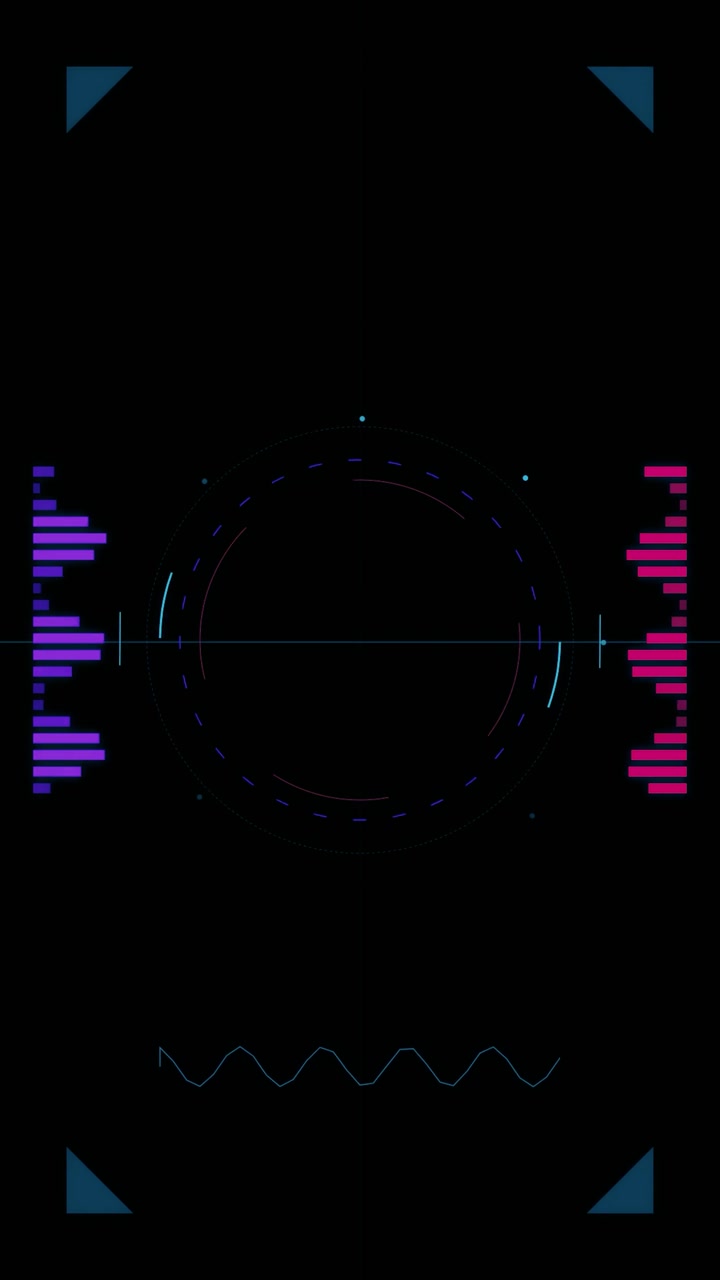 Futuristic Digital HUD Interface with Pulsing Audio Visualizer