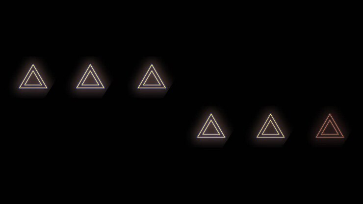 Neon blue and yellow triangles geometric pattern