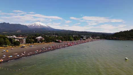 Aerial-shot-of-Pucon-and-Villarica-volcano