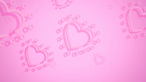 animación de corazones voladores rosados sobre un fondo rosado