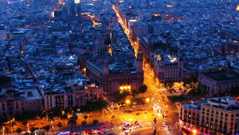paisaje urbano de barcelona por la noche, españa