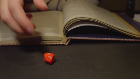 rerolling role playing colorful dices, slow motion, spinning dice