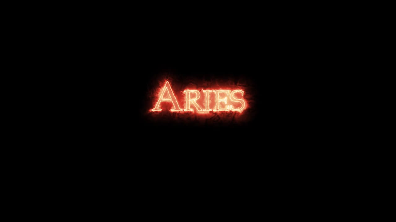 Aries astrological sign written with fire. Loop