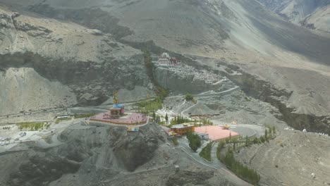 aerial view of leh ladakh, pangong tso lake, maitreya buddha, diskit monastery in nubra valley, sand dunes nubra valley