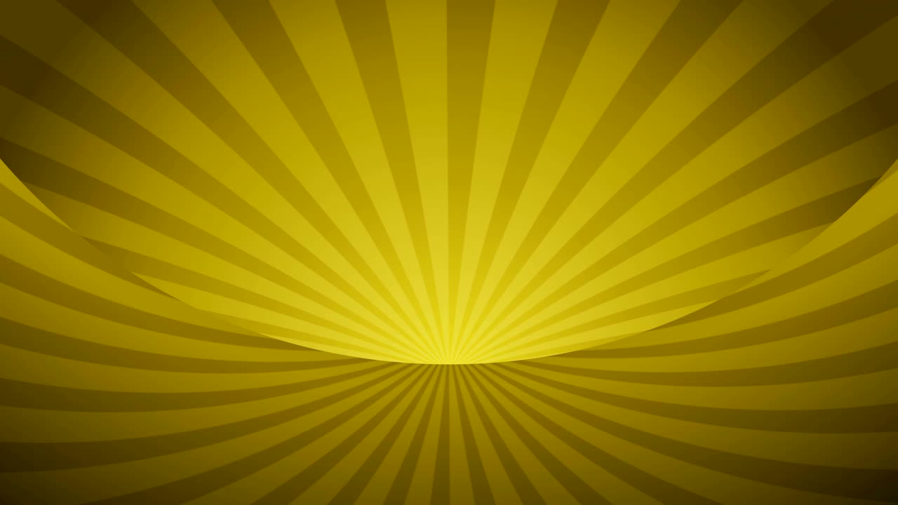 los rayos radiales amarillos giratorios. el fondo brillante con un rayo de luz. el espacio abstracto dorado. la animación en bucle.