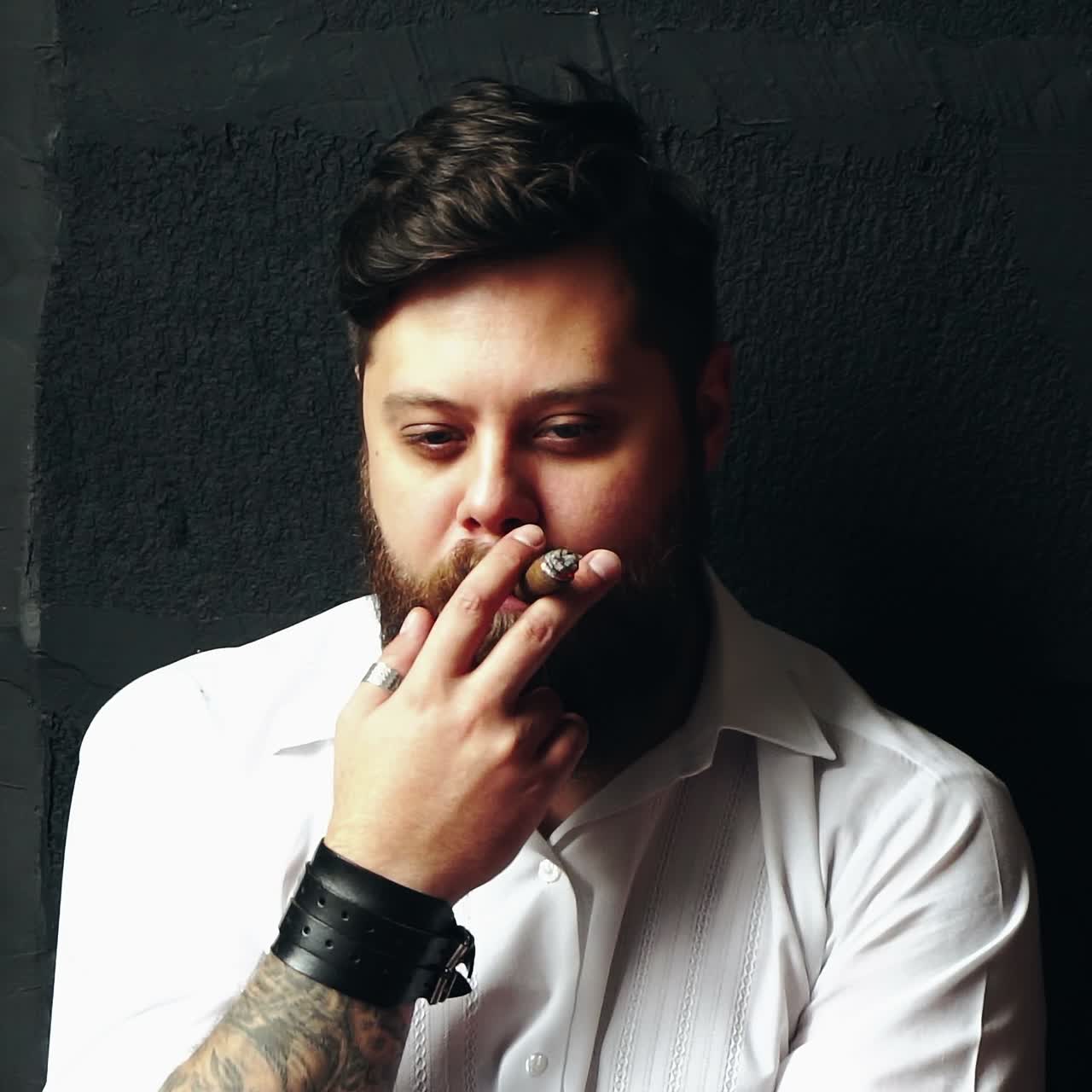 Male smoking cigarette