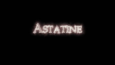 astatine, chemical element, written with fire. loop