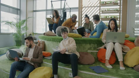 creative team collaboration in modern office space